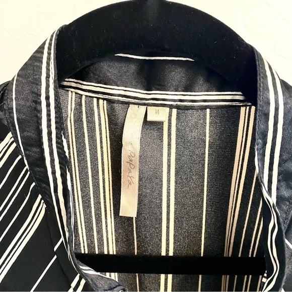 Papaya Black and White Stripped Satin Top size Medium - Picture 7 of 12